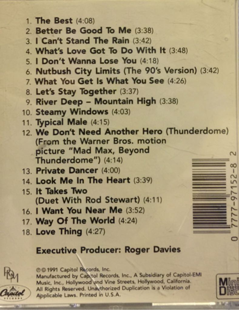 Simply The Best - Tina Turner (MiniDisc) music collectible [Barcode 077779715282] - Main Image 2