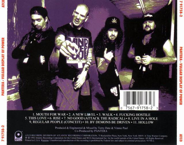 Vulgar Display of Power - Pantera (CD - 53) music collectible [Barcode 075679175823] - Main Image 2