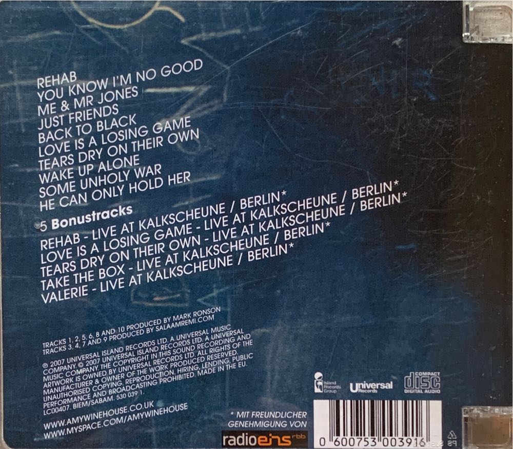 Back To Black - Amy Winehouse (CD) music collectible [Barcode 600753003916] - Main Image 2