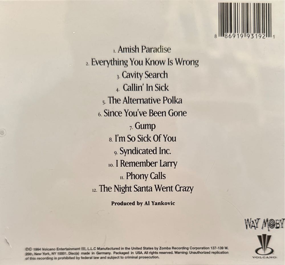 Bad Hair Day - Yankovic, Weird Al (CD) music collectible [Barcode 886919931921] - Main Image 2