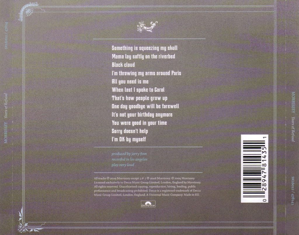 Years Of Refusal - Morrissey (CD) music collectible [Barcode 028947816553] - Main Image 2