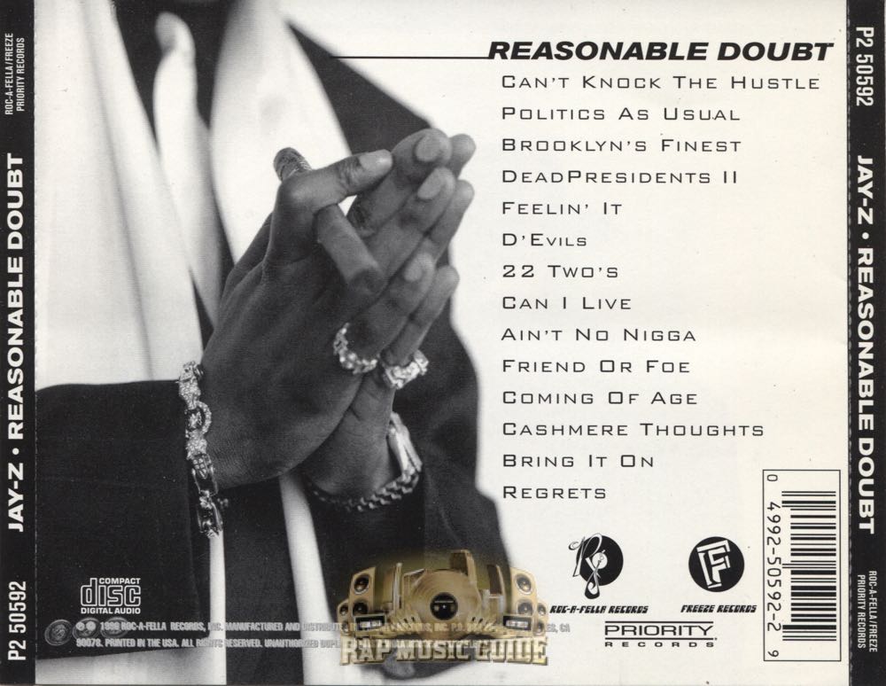 Jay-Z (1996) - Reasonable Doubt - Jay-Z (CD - 55) music collectible [Barcode 049925059229] - Main Image 2