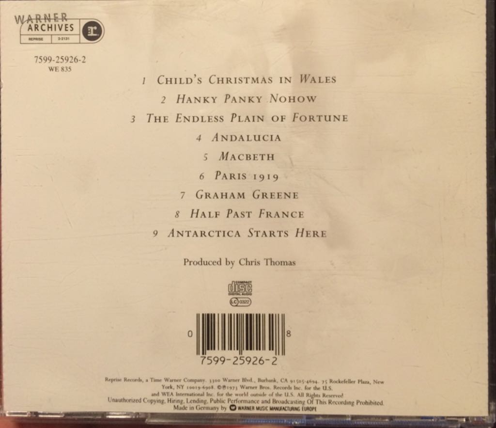 Paris 1919 - John Cale (CD - 32) music collectible [Barcode 075992592628] - Main Image 2