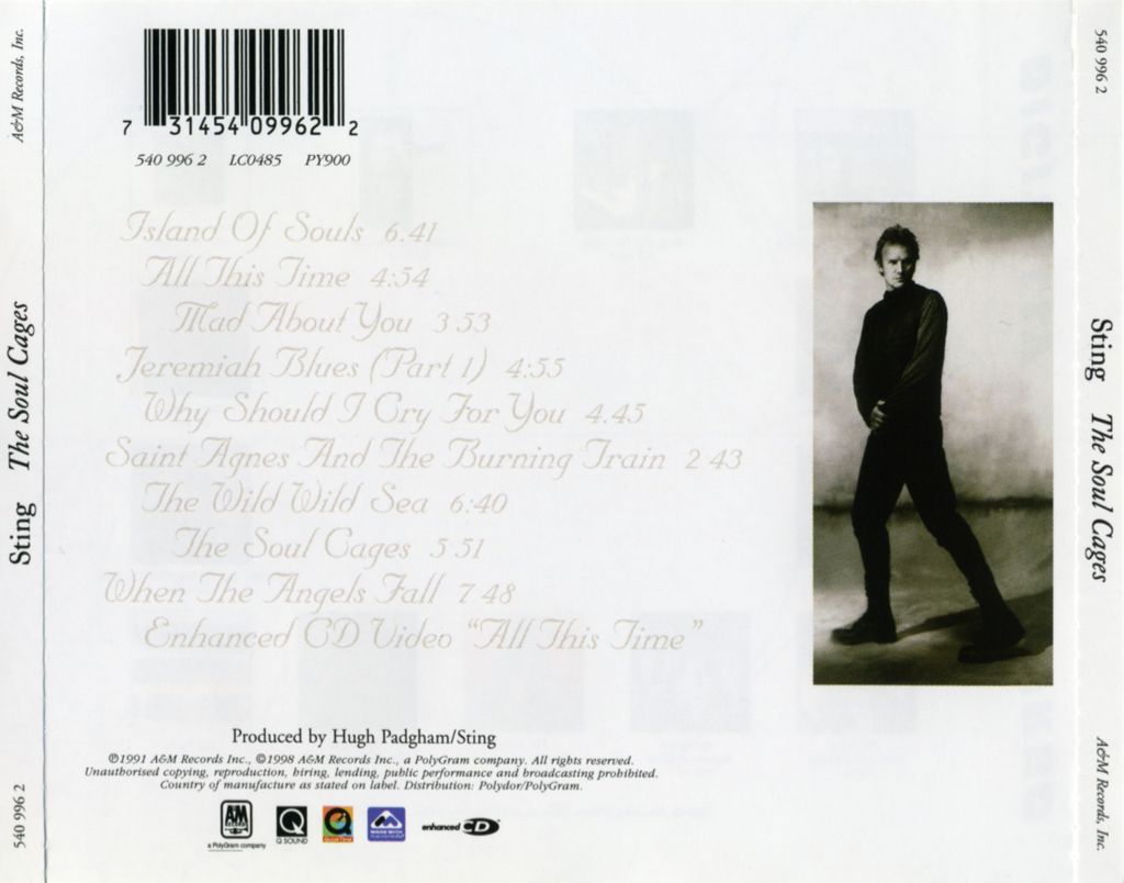 The Soul Cages - Sting (CD) music collectible [Barcode 731454099622] - Main Image 2