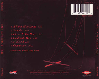A Farewell To Kings - Rush (CD - 37:13) music collectible [Barcode 731453462823] - Main Image 2