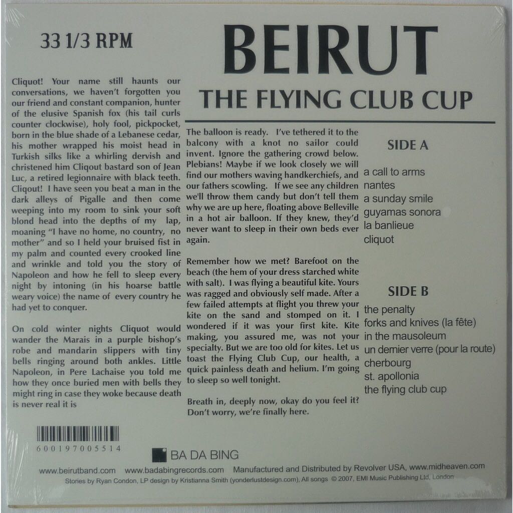 The Flying Club Cup - Beirut (MP3 - 39) music collectible [Barcode 600197005521] - Main Image 2