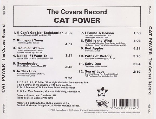 The Covers Record - Cat Power (CD - 41) music collectible [Barcode 744861042624] - Main Image 2