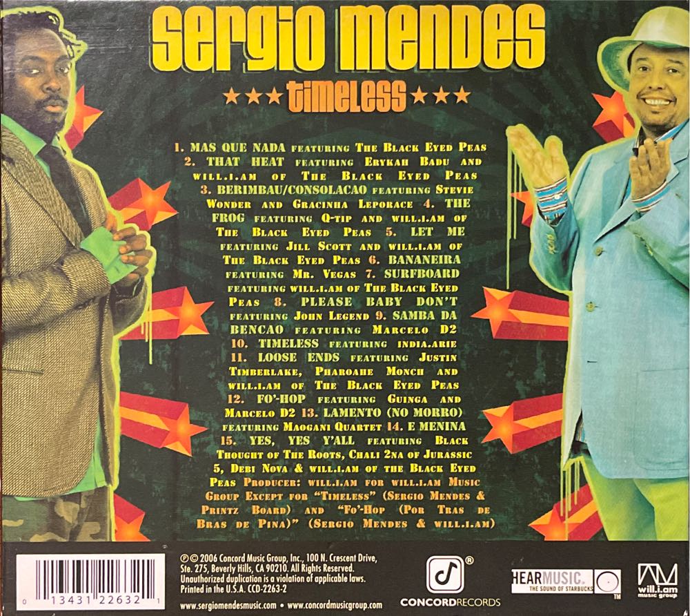 Timeless - Sergio Mendes (CD-R - 63) music collectible [Barcode 013431226321] - Main Image 2