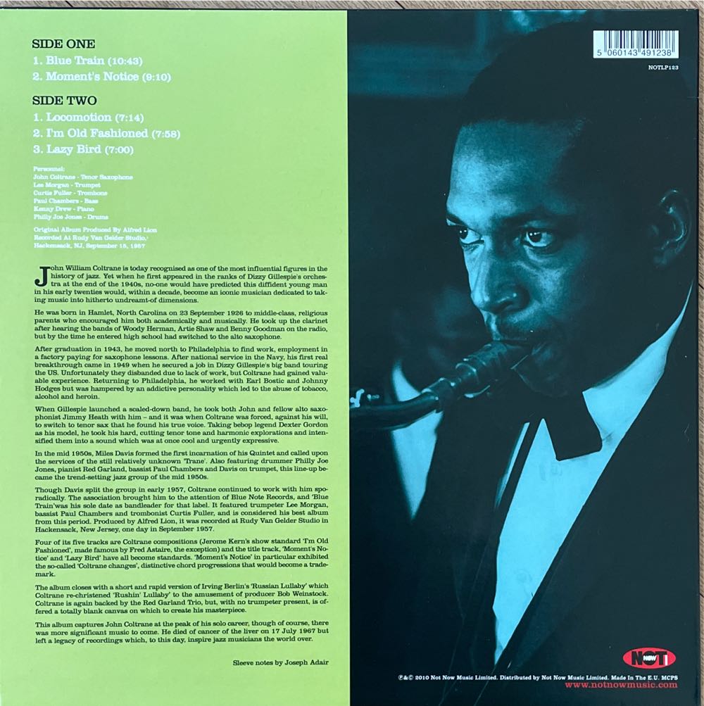 Blue Train - Coltrane, John (12”) music collectible [Barcode 5060143491238] - Main Image 2
