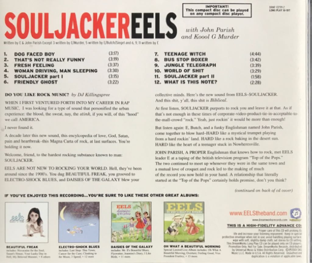 Souljacker - Eels (CD) music collectible [Barcode 600445034624] - Main Image 2