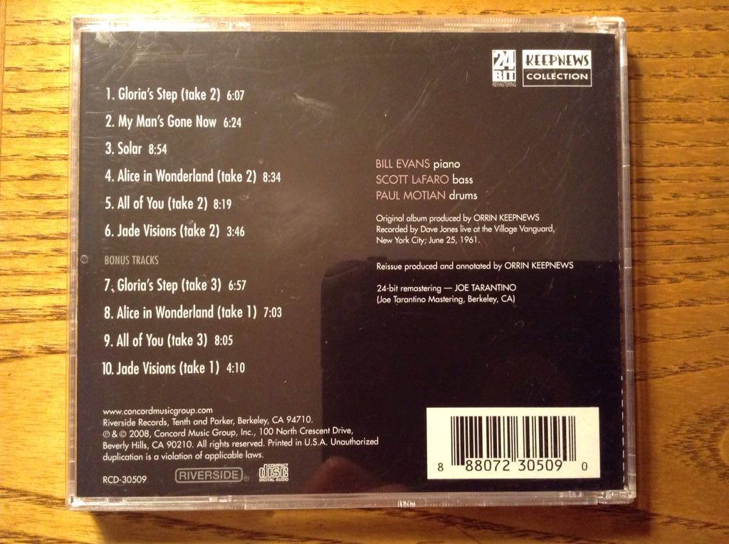 Sunday At The Village Vanguard - Bill Evans Trio (12” - 69) music collectible [Barcode 888072305090] - Main Image 2