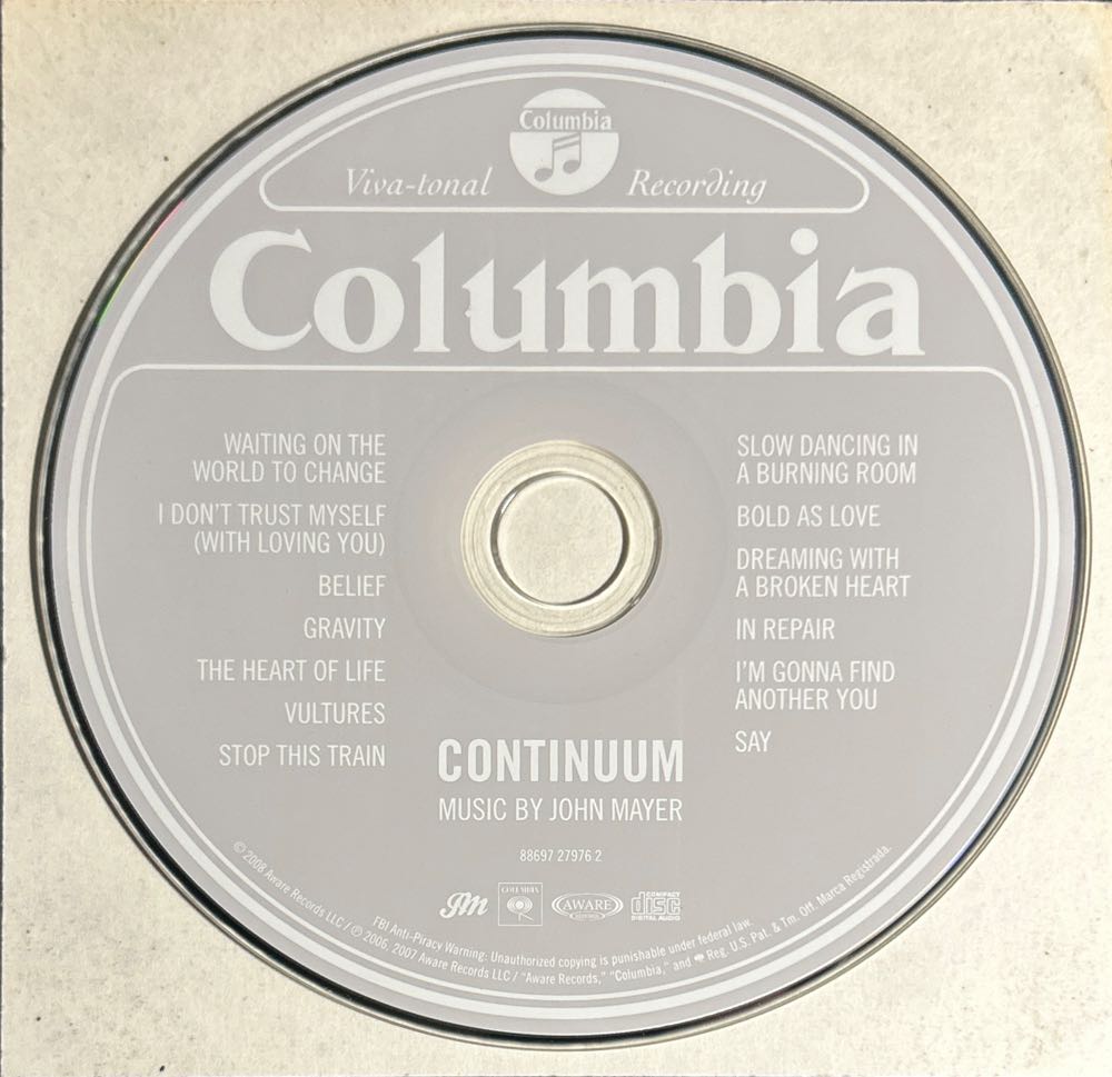 Continuum - Mayer, John (CD - 54) music collectible [Barcode 886972797625] - Main Image 4