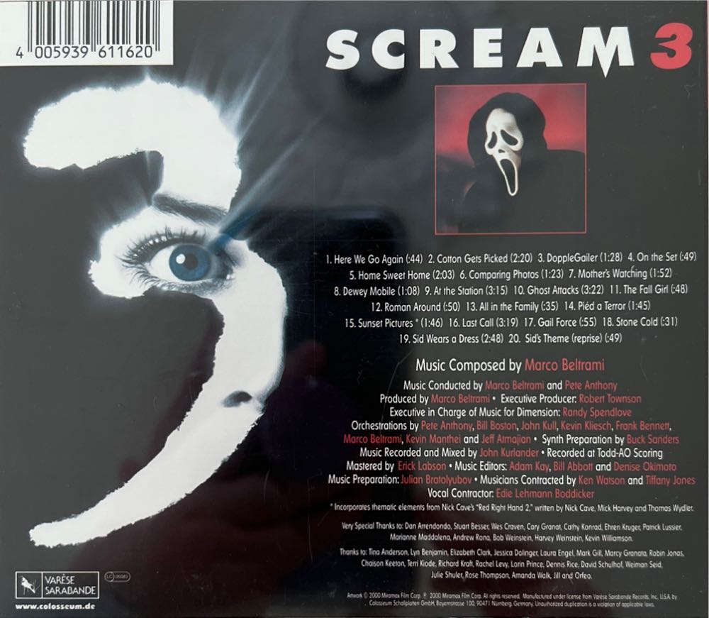 CD : Scream III - Soundtrack (CD) music collectible [Barcode 4005939611620] - Main Image 2