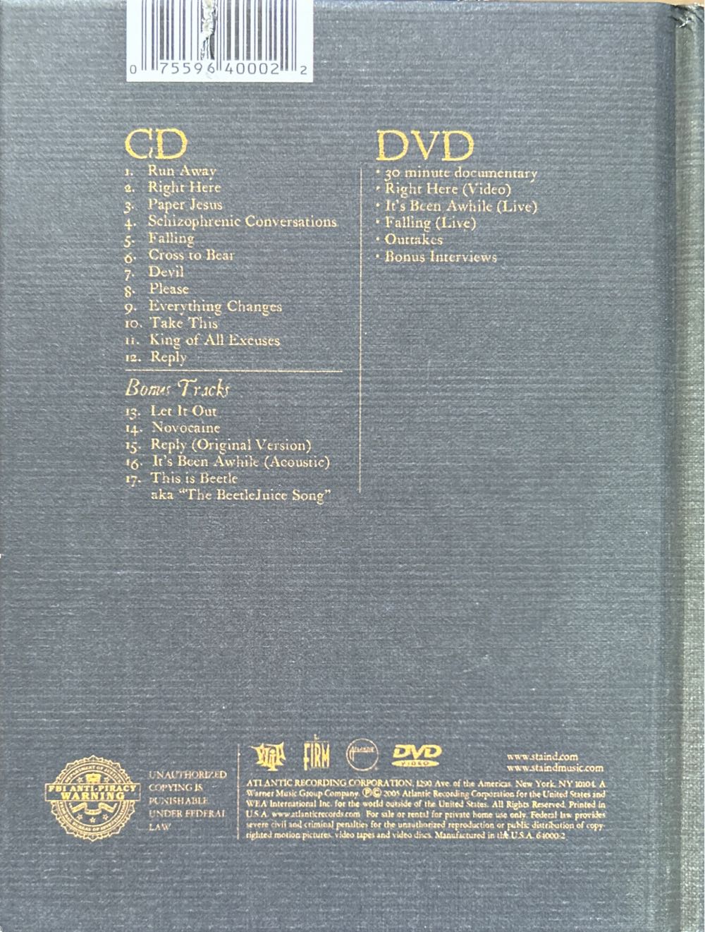 Chapter V - Staind (CD) music collectible [Barcode 075596400022] - Main Image 2