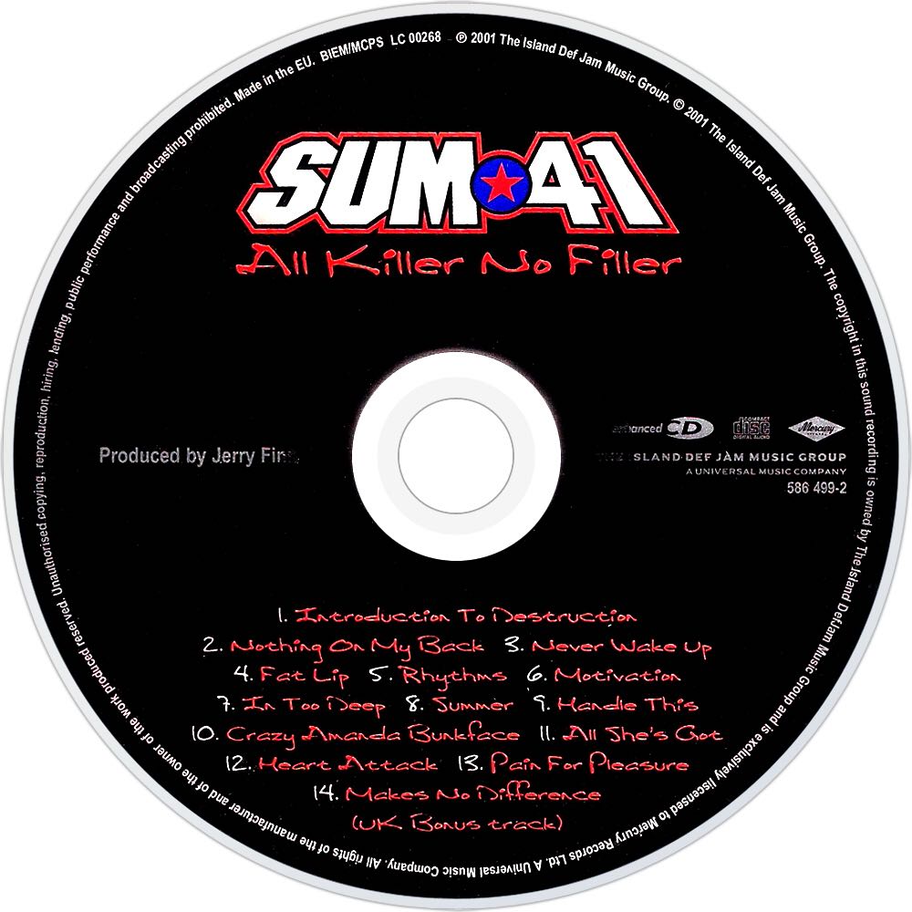 All Killer No Filler - Sum 41 (CD - 32) music collectible [Barcode 731454866224] - Main Image 4