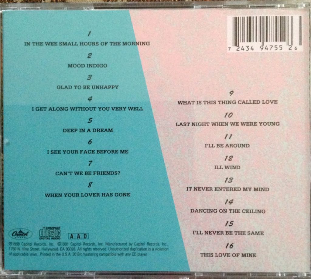 In the Wee Small Hours - Frank Sinatra (CD - 50) music collectible [Barcode 724349475526] - Main Image 2