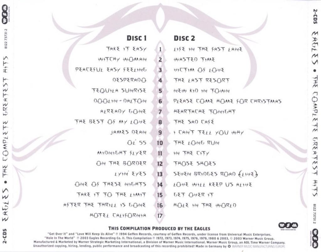 The Complete Greatest Hits - Eagles (CD) music collectible [Barcode 9325583022319] - Main Image 2