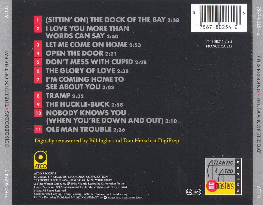 The Dock Of The Bay - Redding otis (CD) music collectible [Barcode 075678025426] - Main Image 2