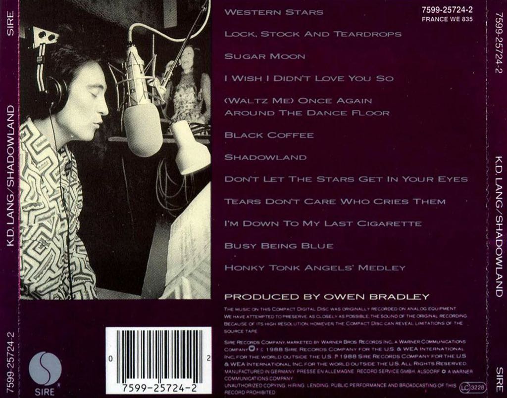 Shadowland - Lang, K. D. (CD) music collectible [Barcode 5099751111726] - Main Image 2