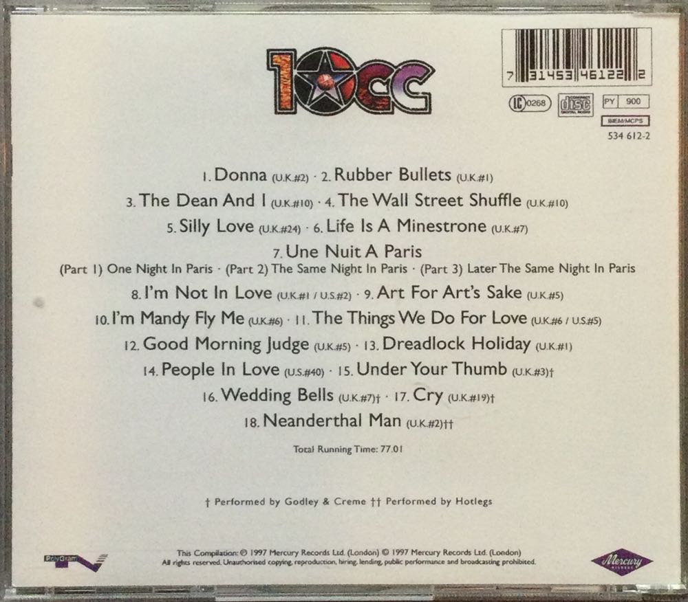 Very Best of - 10CC (CD - 77) music collectible [Barcode 731453461222] - Main Image 3