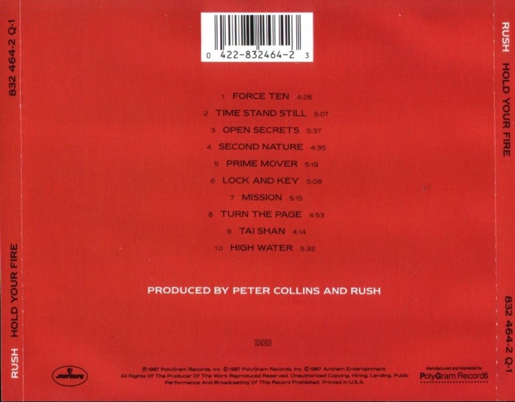 Hold Your Fire - Rush (CD - 90) music collectible [Barcode 042283246423] - Main Image 2