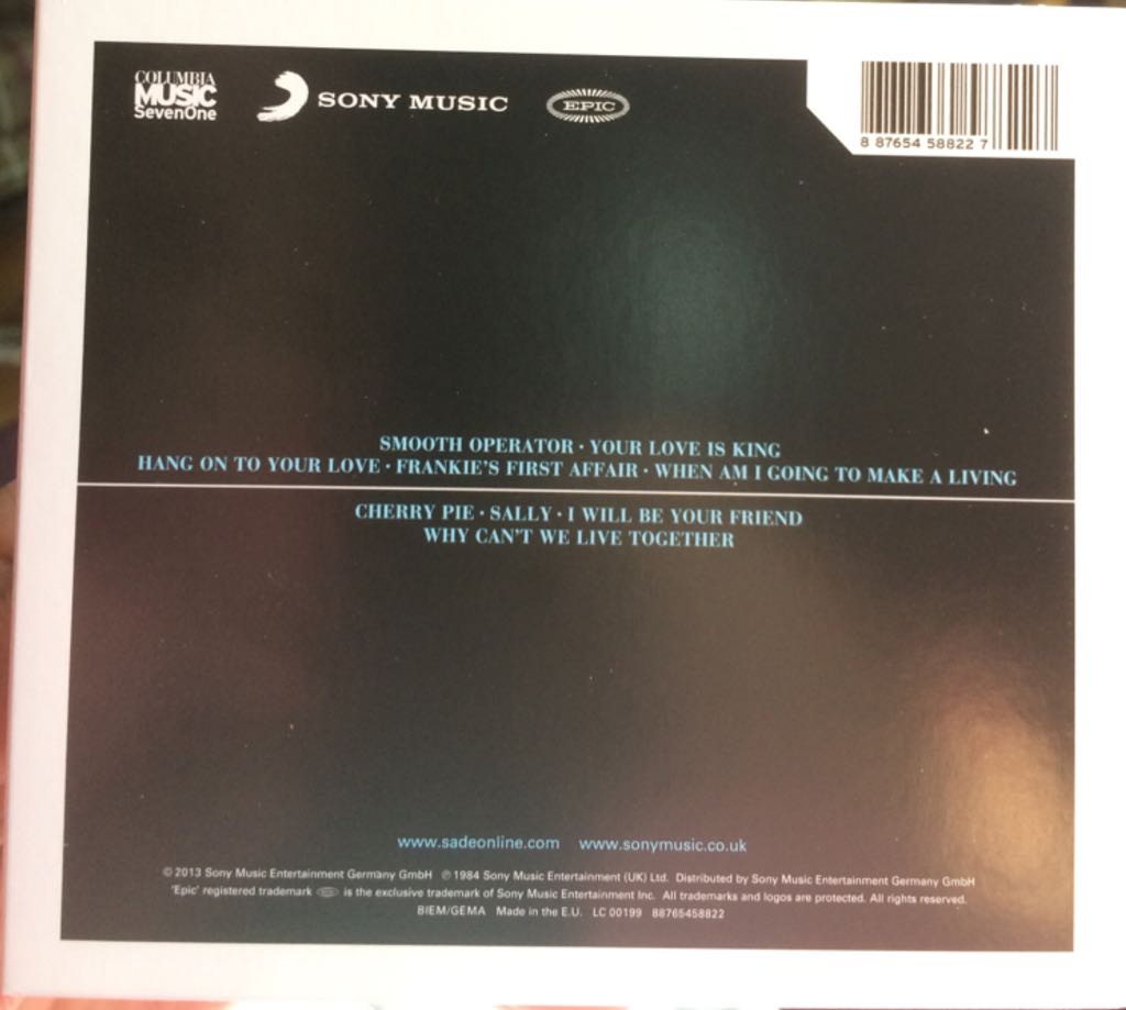 Diamond Life - Sade (CD) music collectible [Barcode 887654588227] - Main Image 2