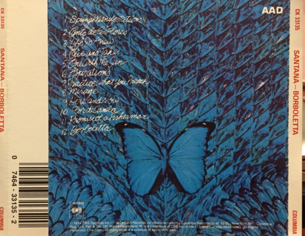 Borboletta - Carlos Santana (12”) music collectible [Barcode 074643313520] - Main Image 2