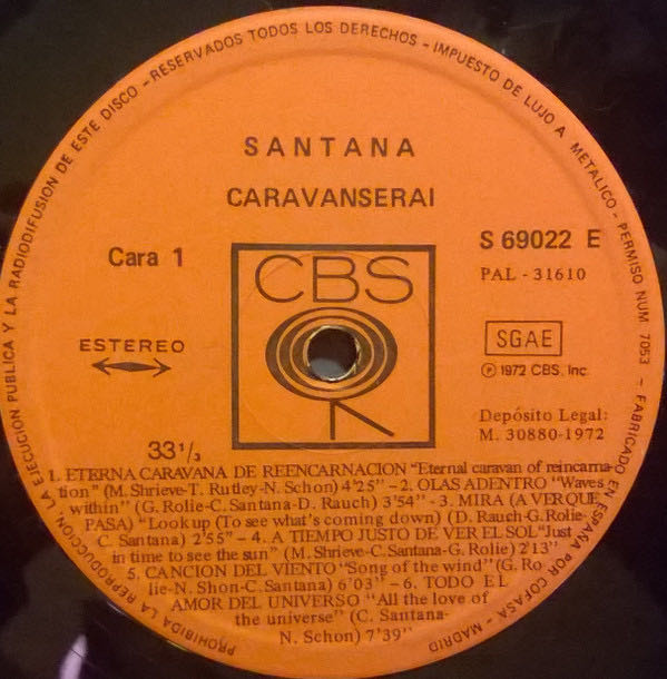 Caravanserai - Santana (12” - 51) music collectible [Barcode 074643161015] - Main Image 3