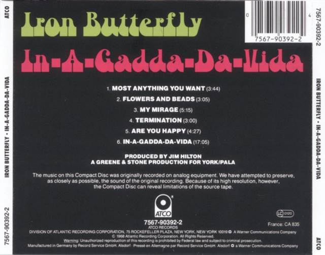In-A-Gadda-Da-Vida - Iron Butterfly (CD - 36) music collectible [Barcode 075679039224] - Main Image 2