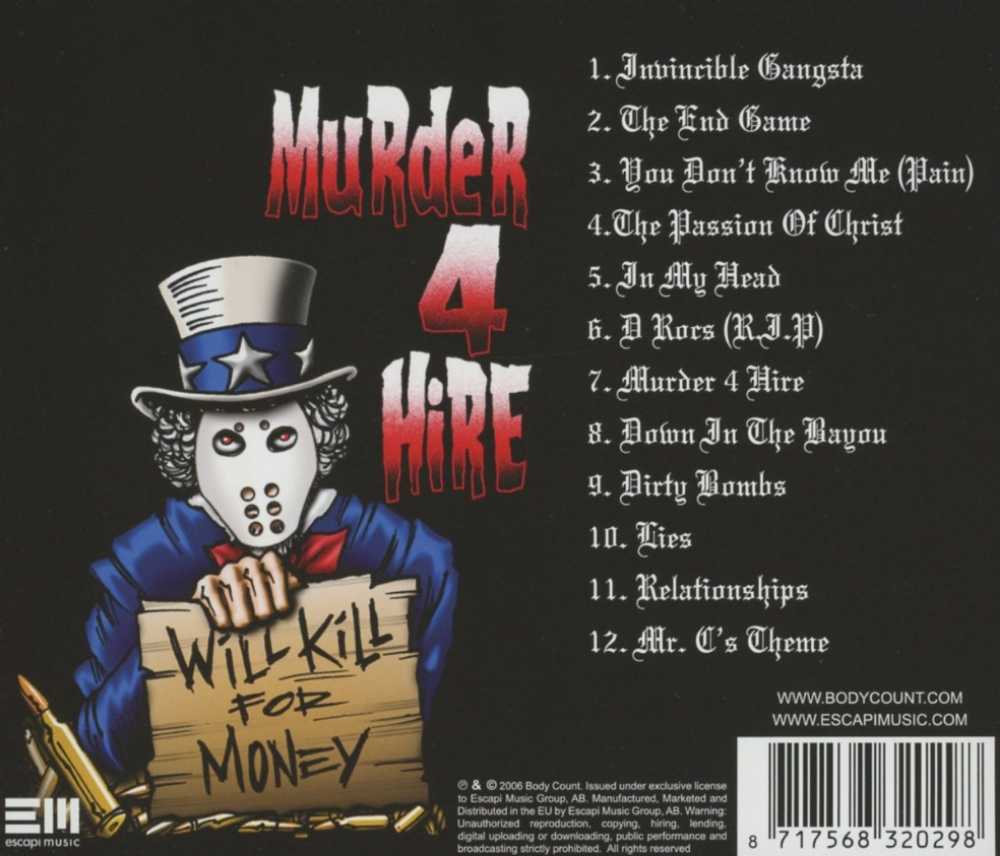 Murder 4 Hire - Body Count (CD - 45) music collectible [Barcode 878667000066] - Main Image 2