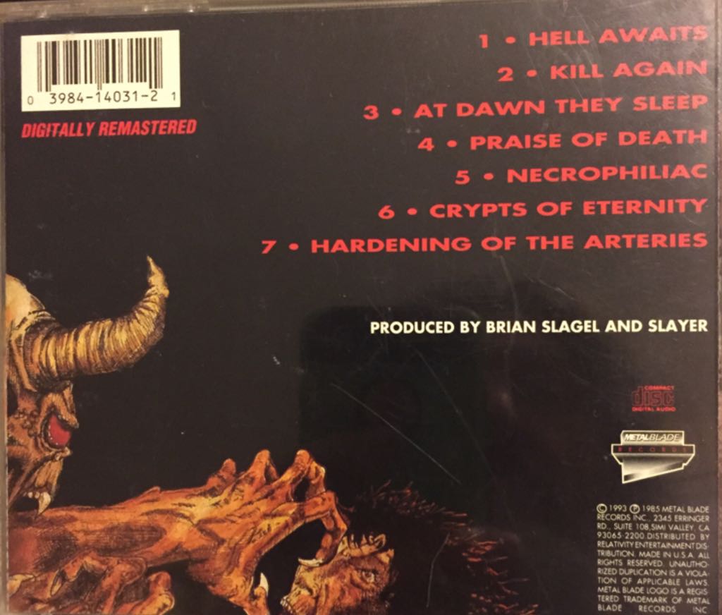 Hell Awaits - Slayer (CD - 37) music collectible [Barcode 039841403121] - Main Image 2
