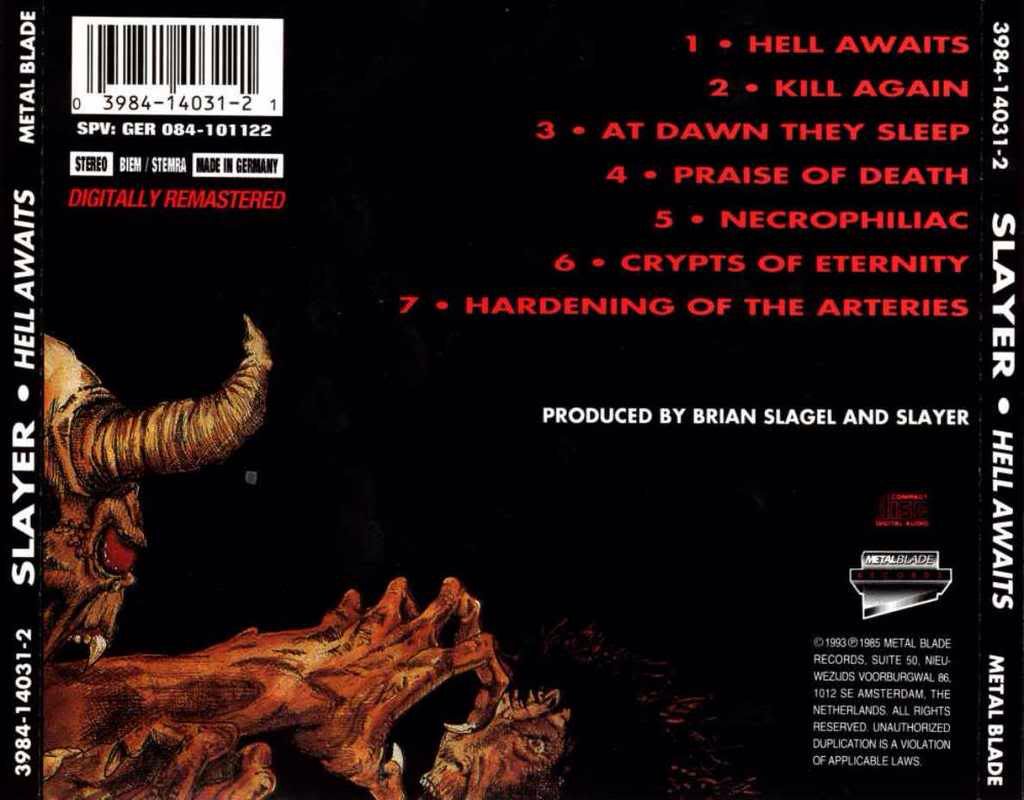 Hell Awaits - Slayer (CD - 37:11) music collectible [Barcode 777499194649] - Main Image 2