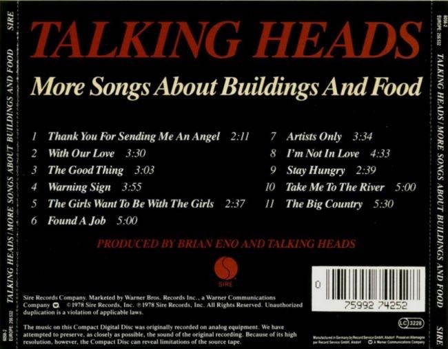 More Songs About Buildings And Food - Talking Heads (CD - 58) music collectible [Barcode 075992742528] - Main Image 2