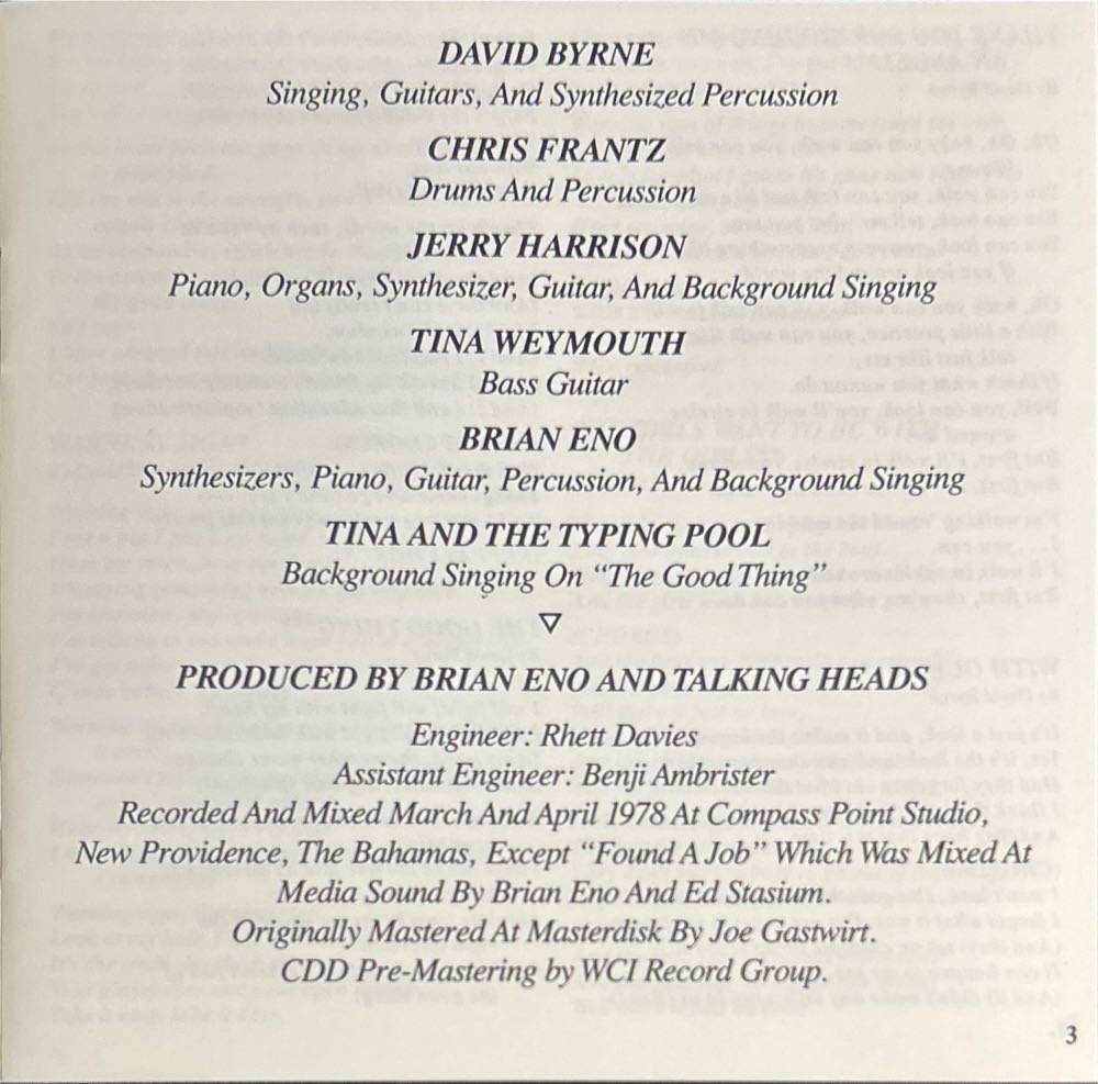 More Songs About Buildings And Food - Talking Heads (CD - 58) music collectible [Barcode 075992742528] - Main Image 3