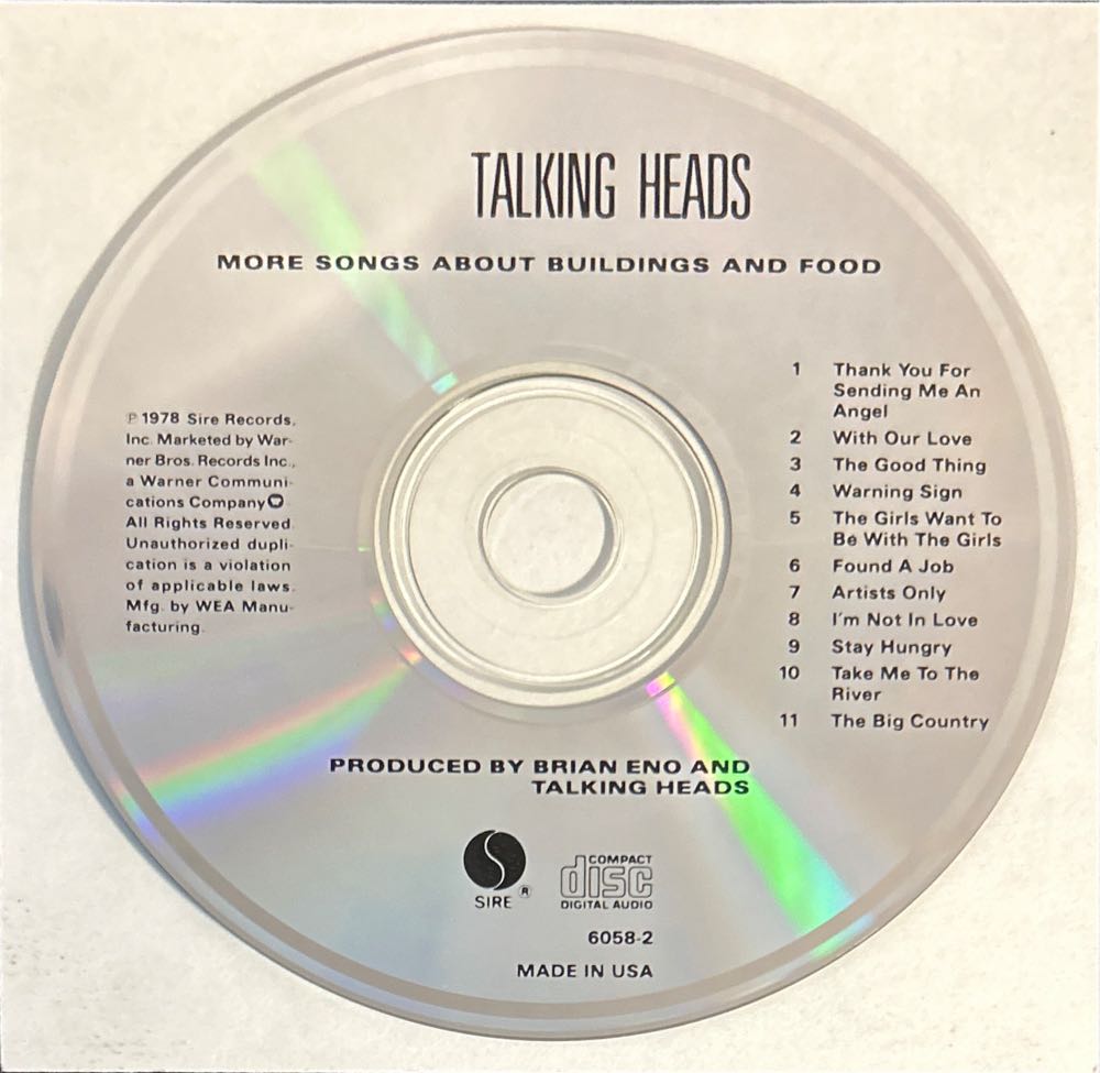 More Songs About Buildings And Food - Talking Heads (CD - 58) music collectible [Barcode 075992742528] - Main Image 4