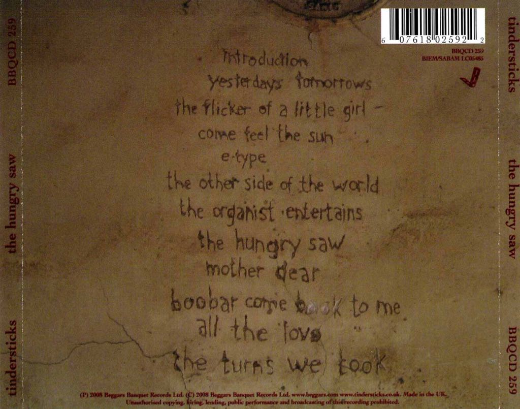 Hungry Saw - Tindersticks (CD) music collectible [Barcode 607618025922] - Main Image 2