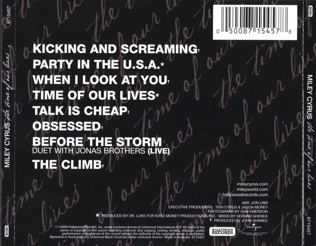 The Time Of Our Lives - Cyrus, Miley (CD - 26) music collectible [Barcode 050087154578] - Main Image 2