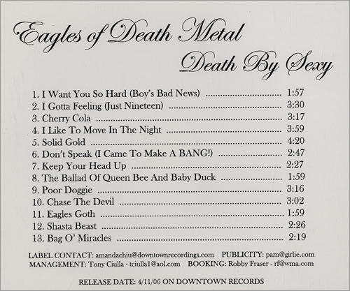 Death by Sexy - Eagles Of Death Metal (CD - 38) music collectible [Barcode 828768734926] - Main Image 2