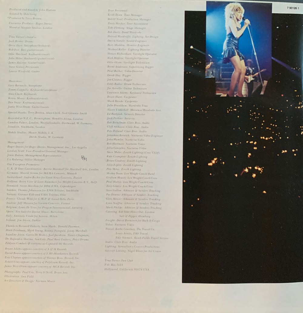 Tina Live In Europe - Tina Turner (12”) music collectible [Barcode 077779012619] - Main Image 2