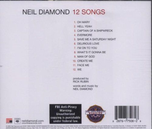 12 Songs - Neil Diamond (CD - 57) music collectible [Barcode 828767613123] - Main Image 2