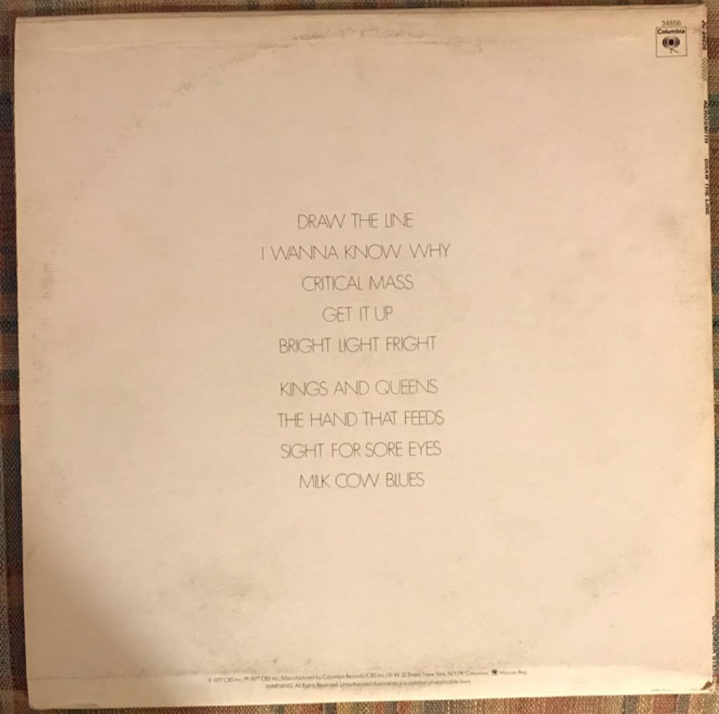 Draw The Line - Aerosmith (12” - 3514) music collectible - Main Image 2