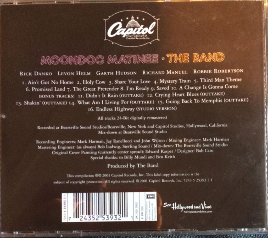 Moondog Matinee - The Band (CD - 61) music collectible [Barcode 724352539321] - Main Image 2