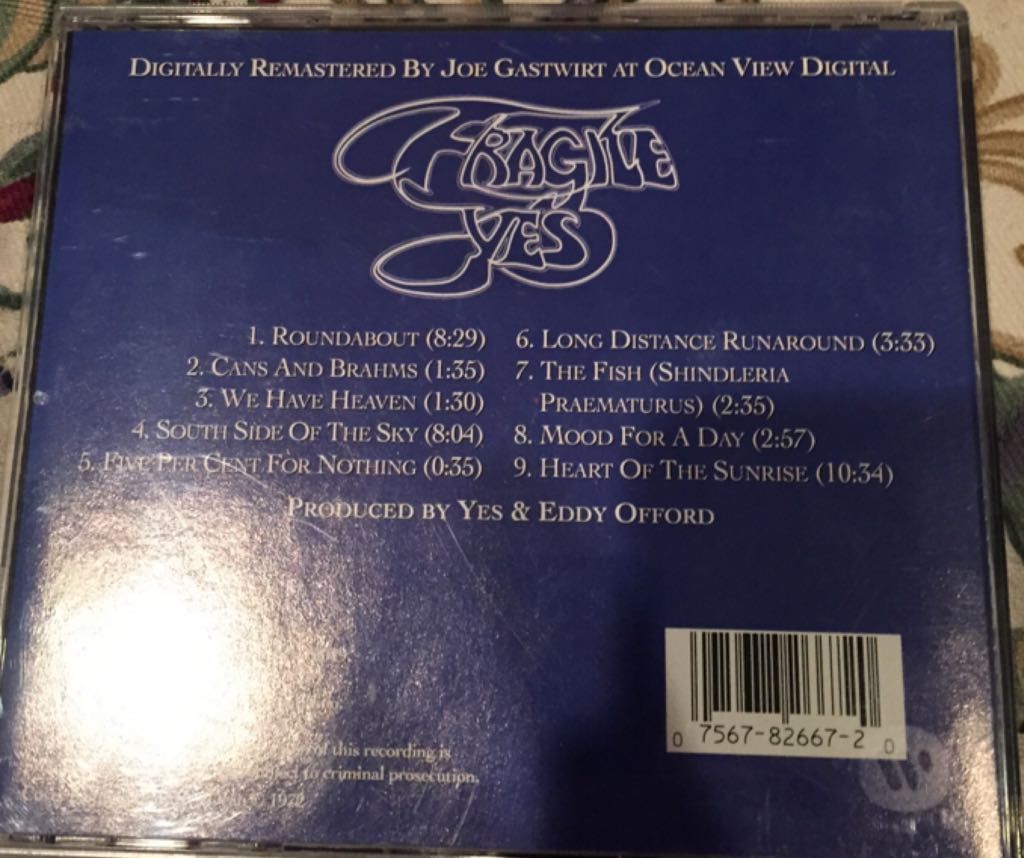 Fragile - Yes (CD - 41) music collectible [Barcode 075678266720] - Main Image 2
