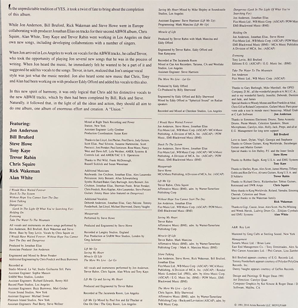 Union - Yes (12” - 65) music collectible [Barcode 8719262001220] - Main Image 3