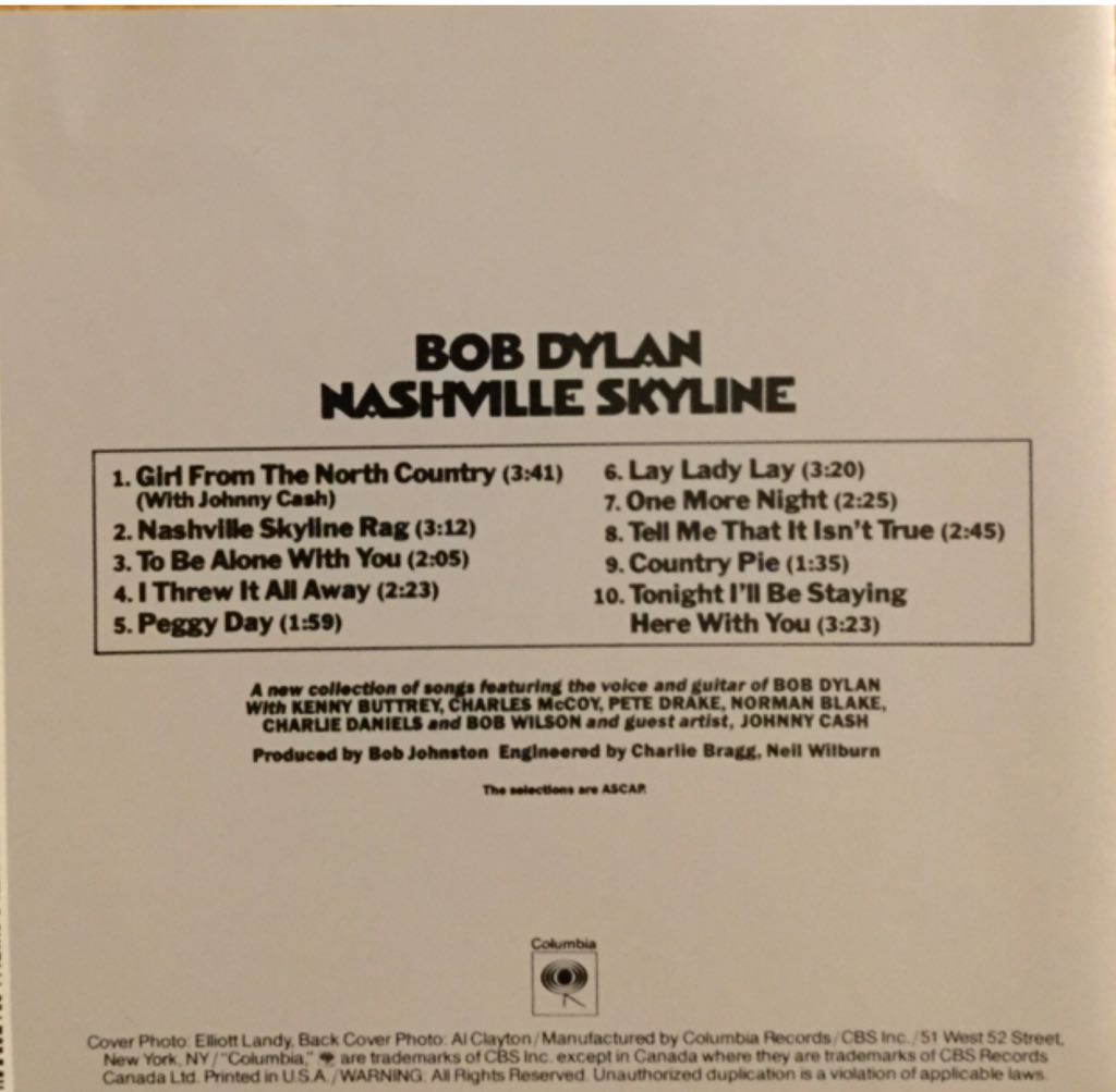 Nashville Skyline - Bob Dylan (CD) music collectible [Barcode 074640982521] - Main Image 2
