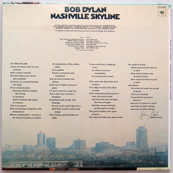 Nashville Skyline - Dylan, Bob (12”) music collectible - Main Image 2