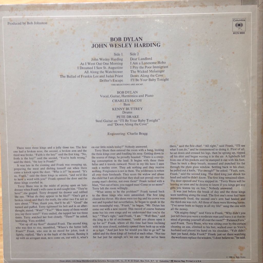 John Wesley Harding - Dylan, Bob (12”) music collectible - Main Image 2