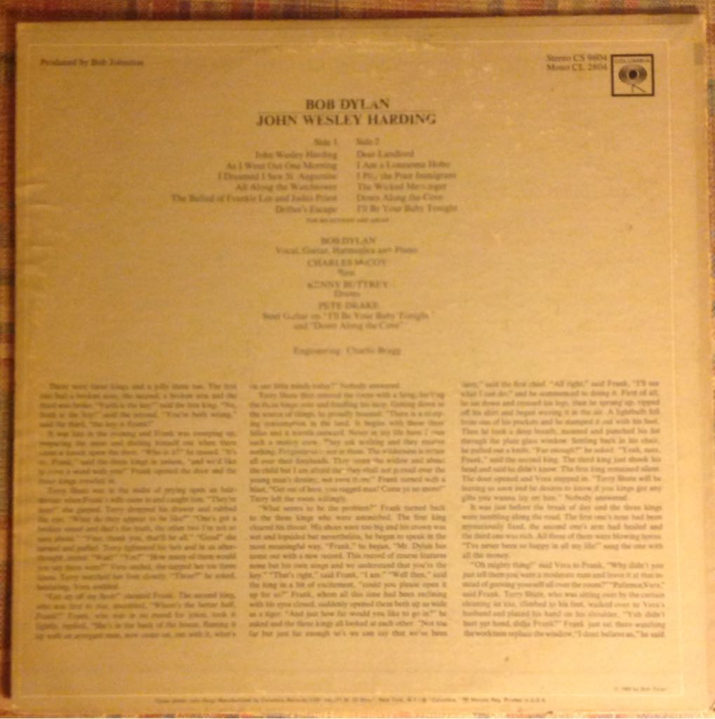 John Wesley Harding * - Dylan, Bob (12”) music collectible - Main Image 2