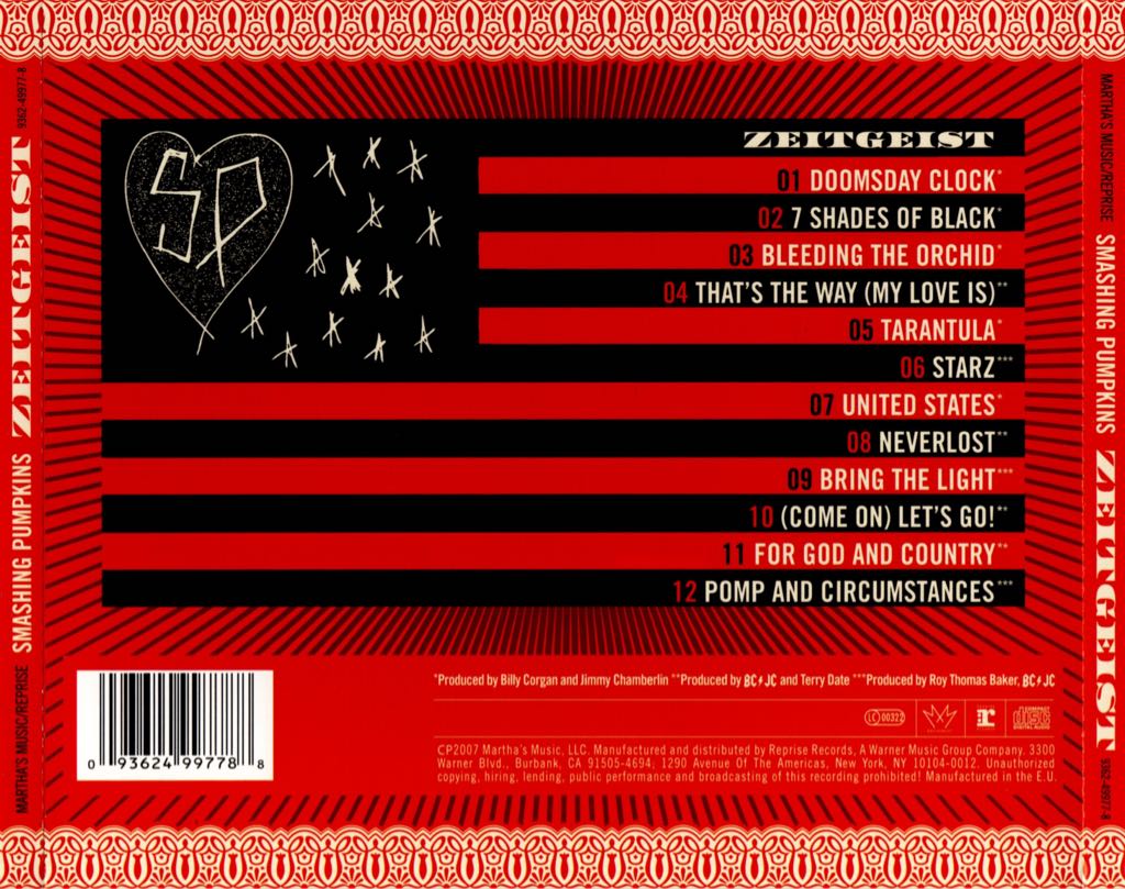 Zeitgeist - The Smashing Pumpkins (CD - 52:22) music collectible [Barcode 093624995937] - Main Image 2