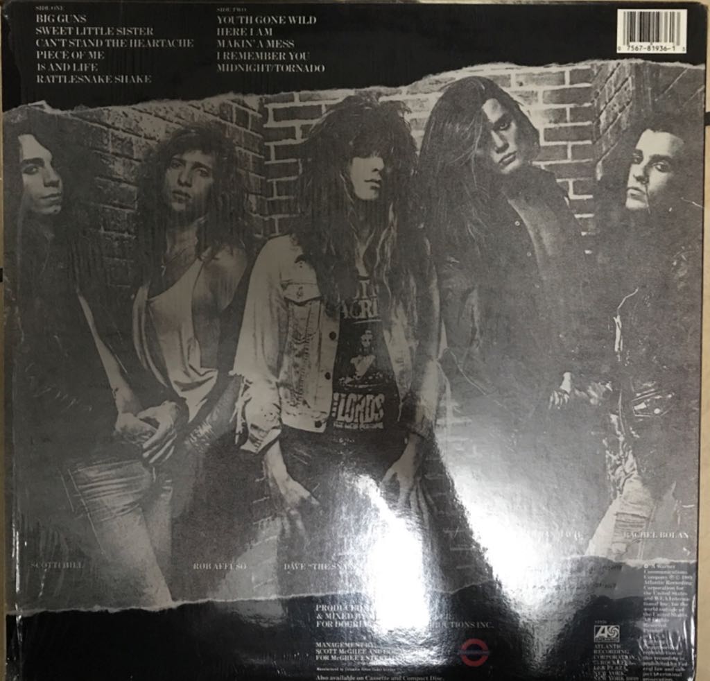 Skid Row - Skid Row (12” - 39:28) music collectible [Barcode 075678193613] - Main Image 2